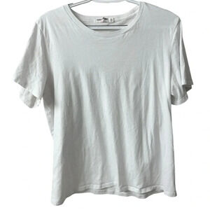 Elizabeth & James Hanes 100% Cotton White Basic Neutral Short‎ Sleeve Shirt